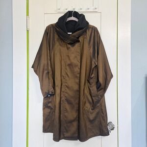 Mycra Pac Now Rain Coat Size P Small Metallic Bronze Reversible Hooded Jacket